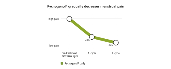 Pycnogenol gradually decreases menstrual pain